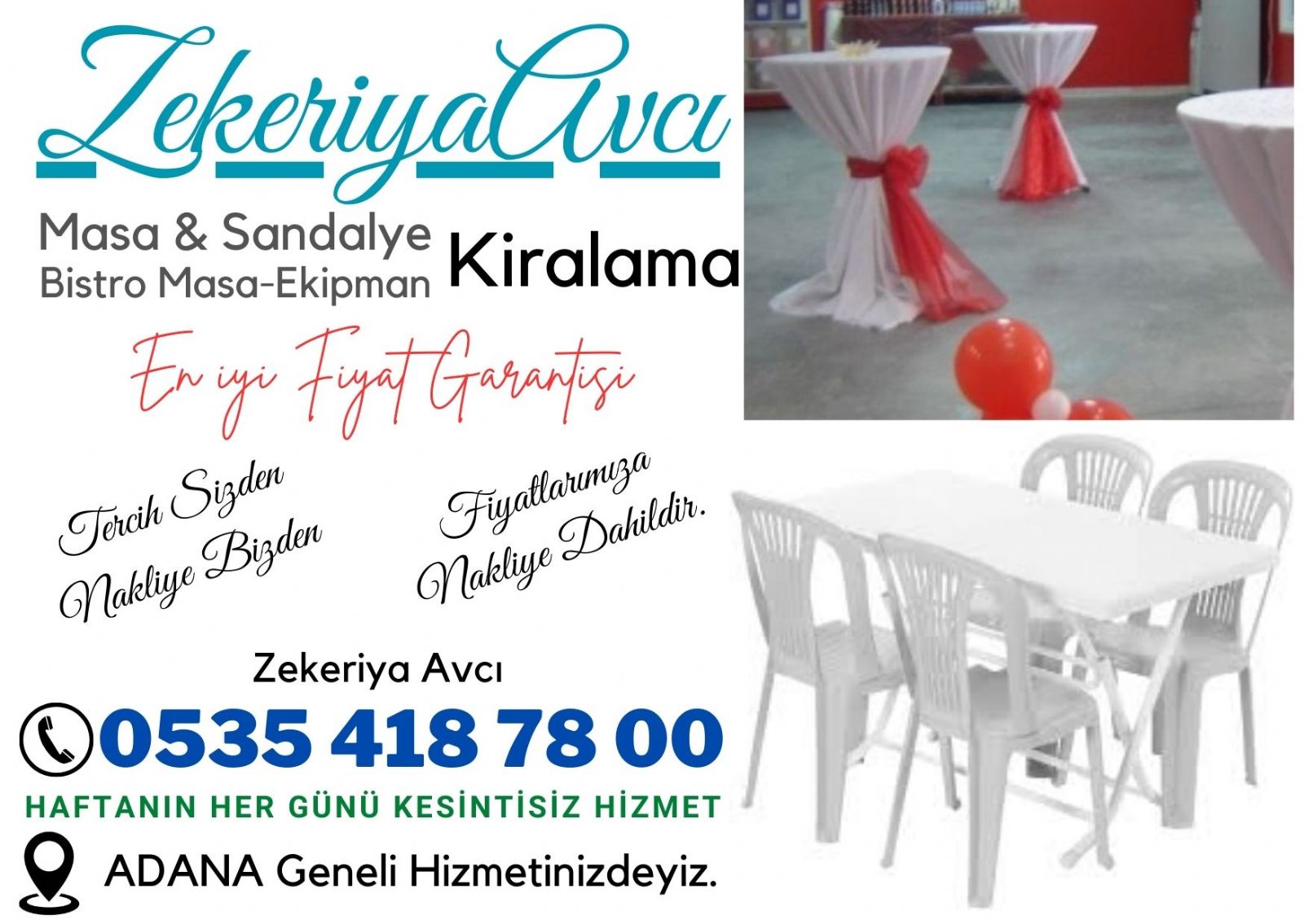 Çukurova Masa Sandalye Kiralama